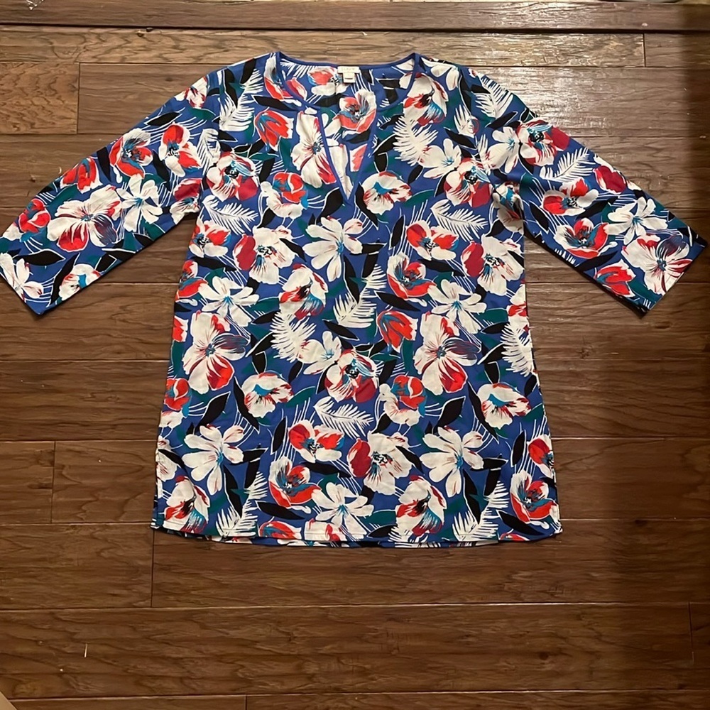 J Crew Floral Tunic Top Size XL - Picture 1 of 10